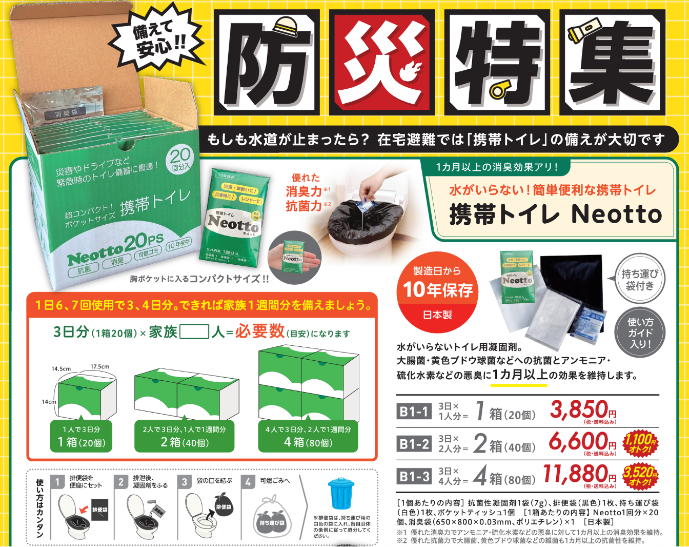 【B1-2】携帯トイレ Neotto 2箱(40個)