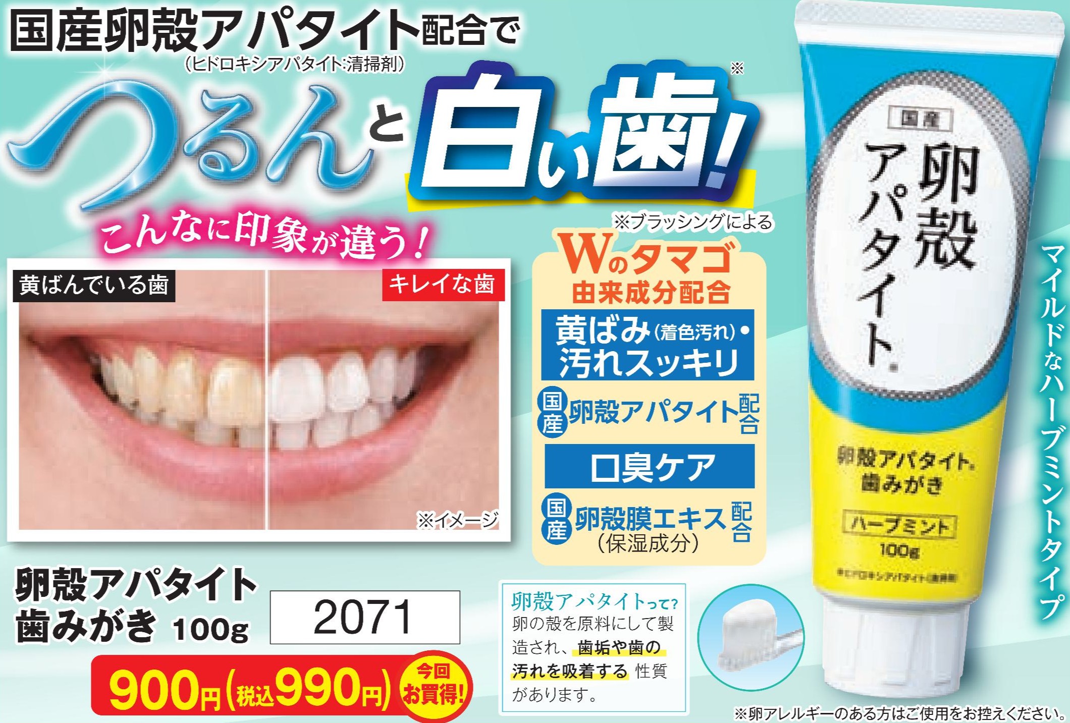 卵殻アパタイト歯みがき【2071】