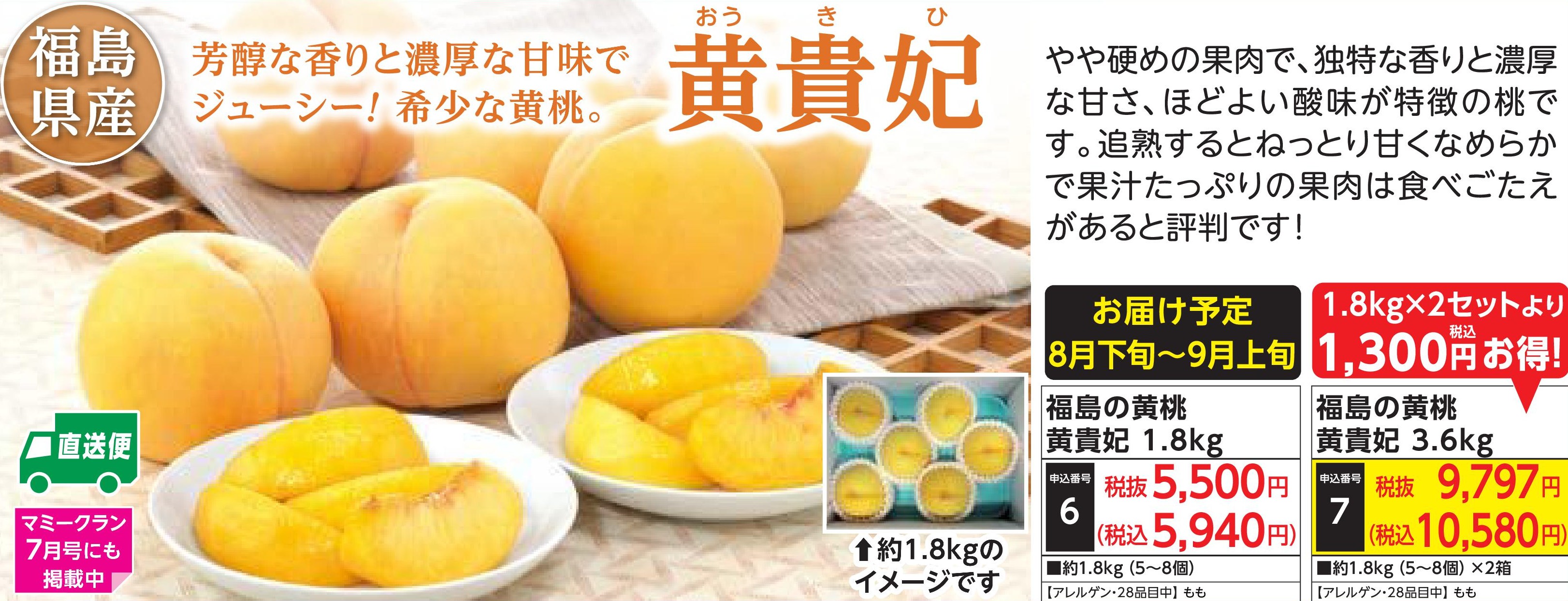【産地直送品】福島の黄桃 黄貴妃1.8kg　(8月下旬～9月上旬出荷)(前払い)