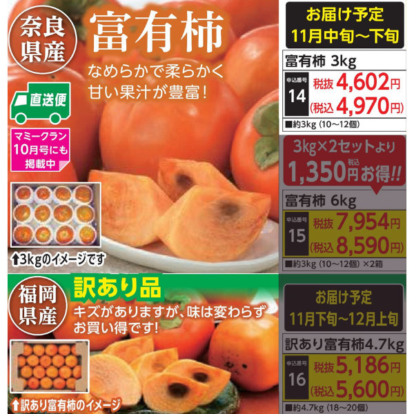 【産地直送品】富有柿3kg (11月中旬～下旬出荷)(前払い)