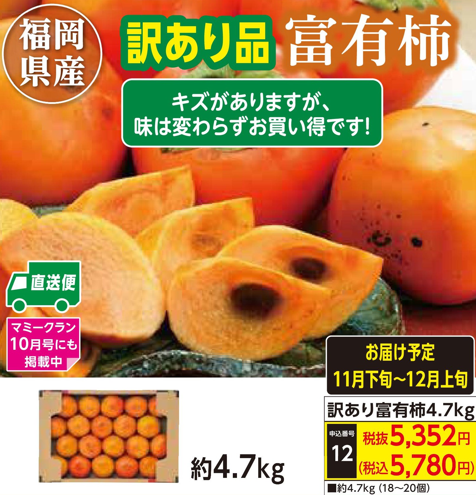 【産地直送品】訳あり富有柿4.7kg (11月下旬～12月上旬出荷)(前払い)