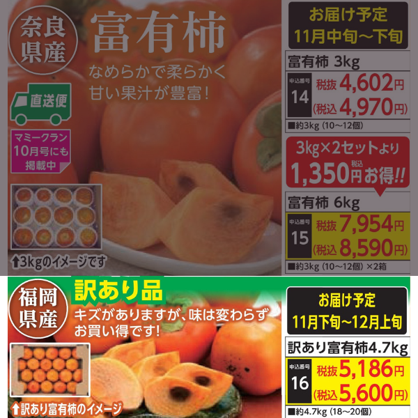 【産地直送品】訳あり富有柿4.7kg (11月下旬～12月上旬出荷)(前払い)
